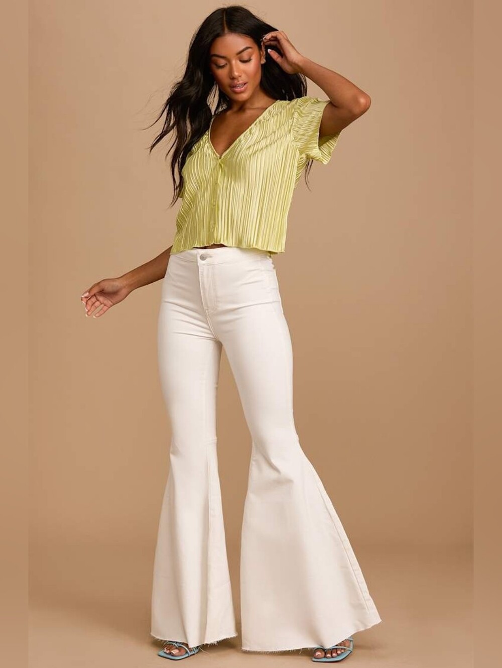 Free People Just Float On White High Rise Flare Jeans - Size 28